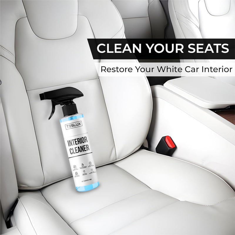 Teslux Interior Cleaner For Tesla White & Black Vegan Leather - Stain Remover - Solution for Complete Interior Cleaning - Ideal for Seats, Doors, Console, Dash - Accessories For Tesla Model 3, Y, S, X - Image 5
